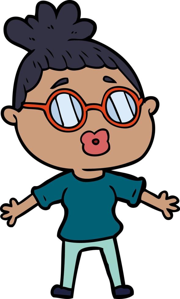 cartoon woman wearing spectacles vector