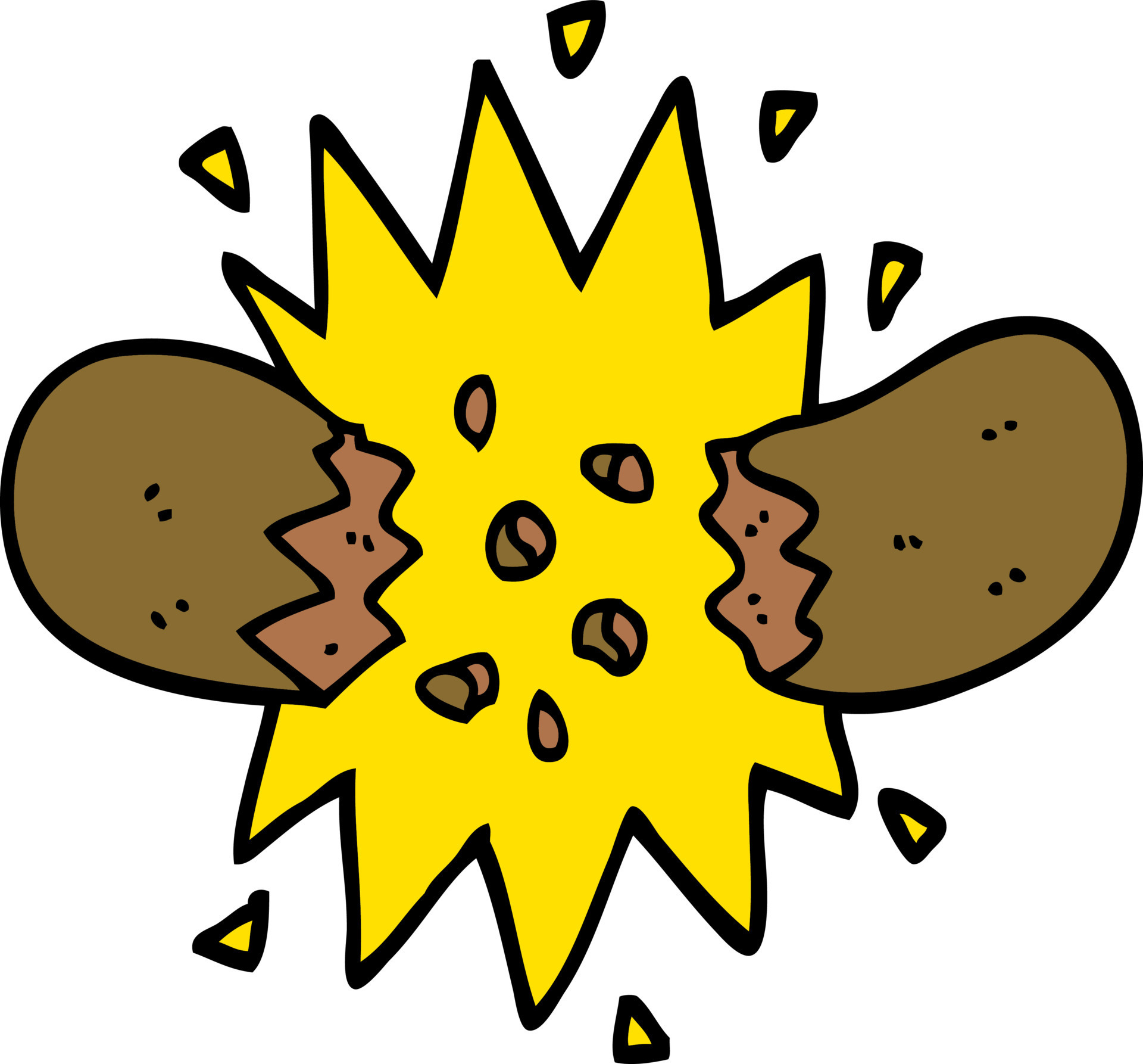 hand drawn doodle style cartoon exploding sausage 12472227 Vector Art at Vecteezy
