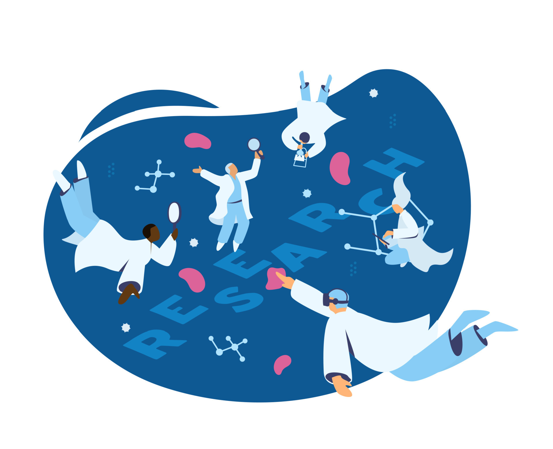 besøgende Medarbejder Rodeo Science Or Medical Research Concept. Doctors Or Scientists In Free Fall  With Loupes, Microscope, Tablet, VR Glasses Flying Among Molecules And  Cells. Vector Illustration. 12472335 Vector Art at Vecteezy