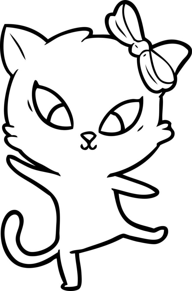 cartoon line drawing cat vector