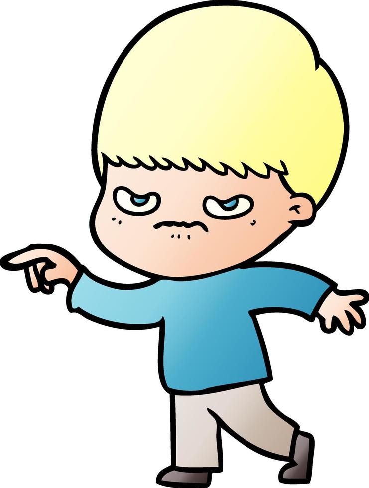 angry cartoon boy vector
