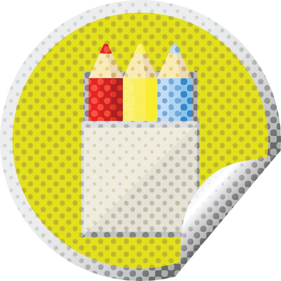 pack of coloring pencils graphic vector illustration circular sticker
