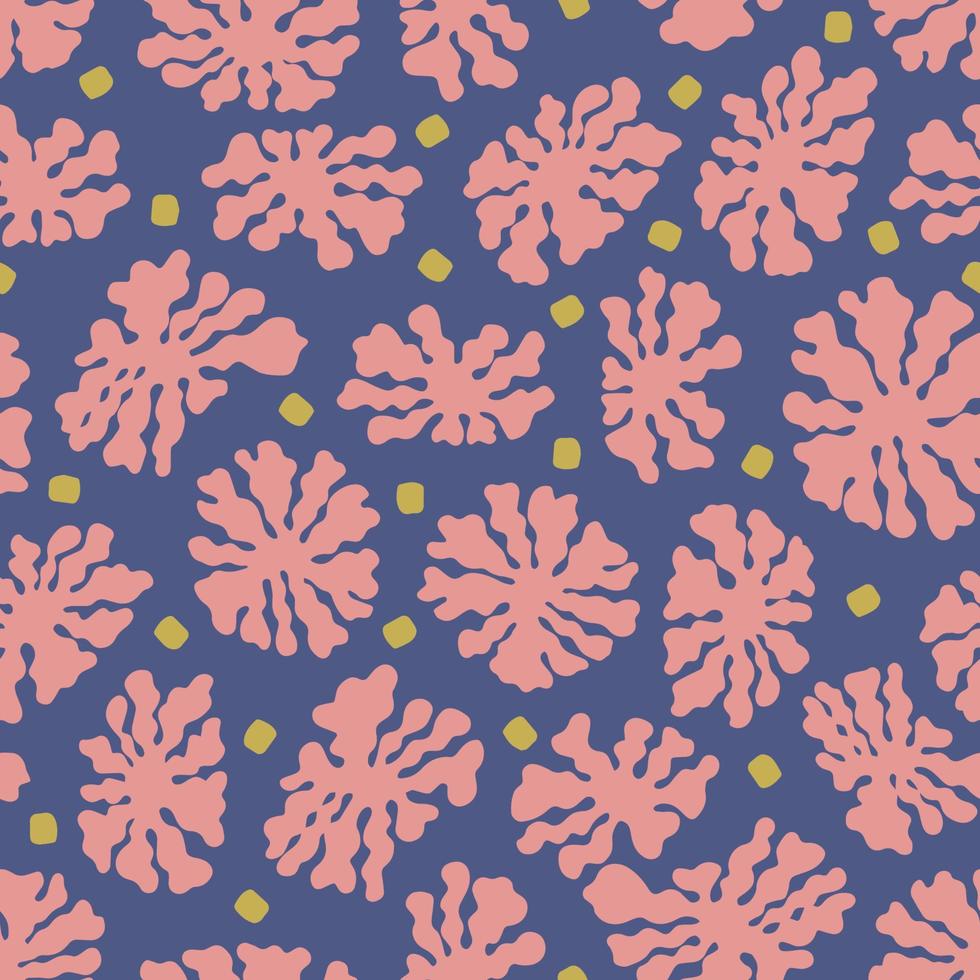 Vector simple and abstract flower illustration seamless repeat pattern