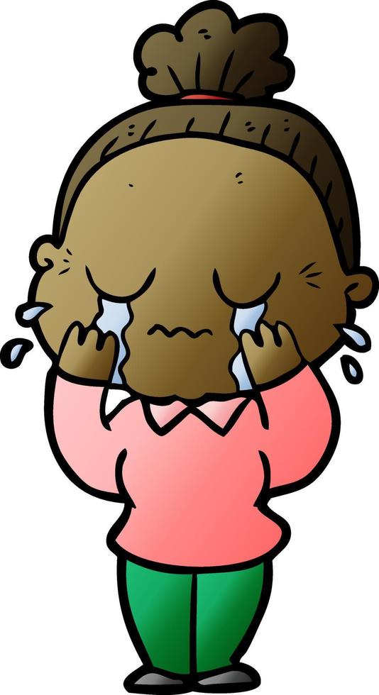 cartoon crying old lady vector