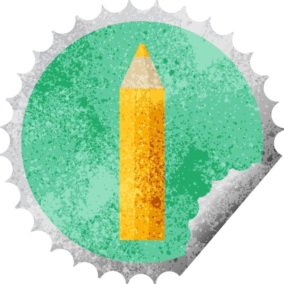 orange coloring pencil graphic vector illustration round sticker stamp