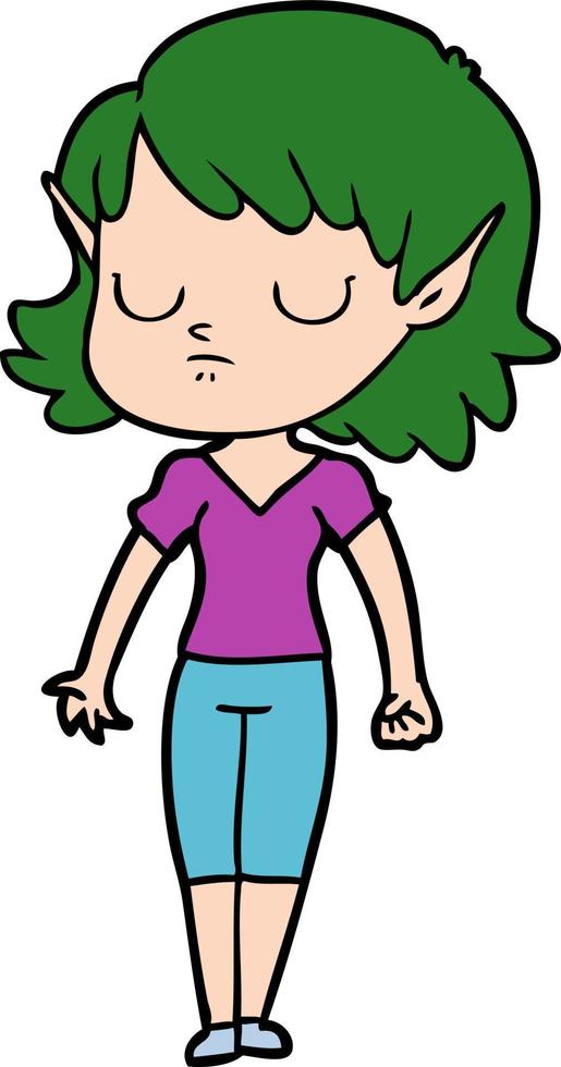 cartoon elf girl vector