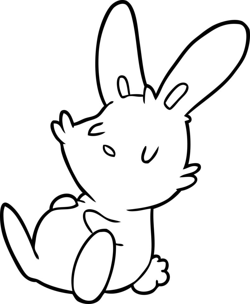 cute line drawing of a rabbit sleeping vector