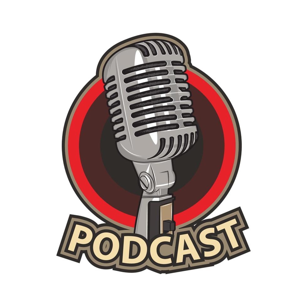 logotipo de podcast rojo vector