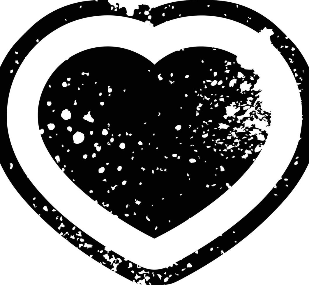 Distressed effect heart symbol graphic vector illustration icon