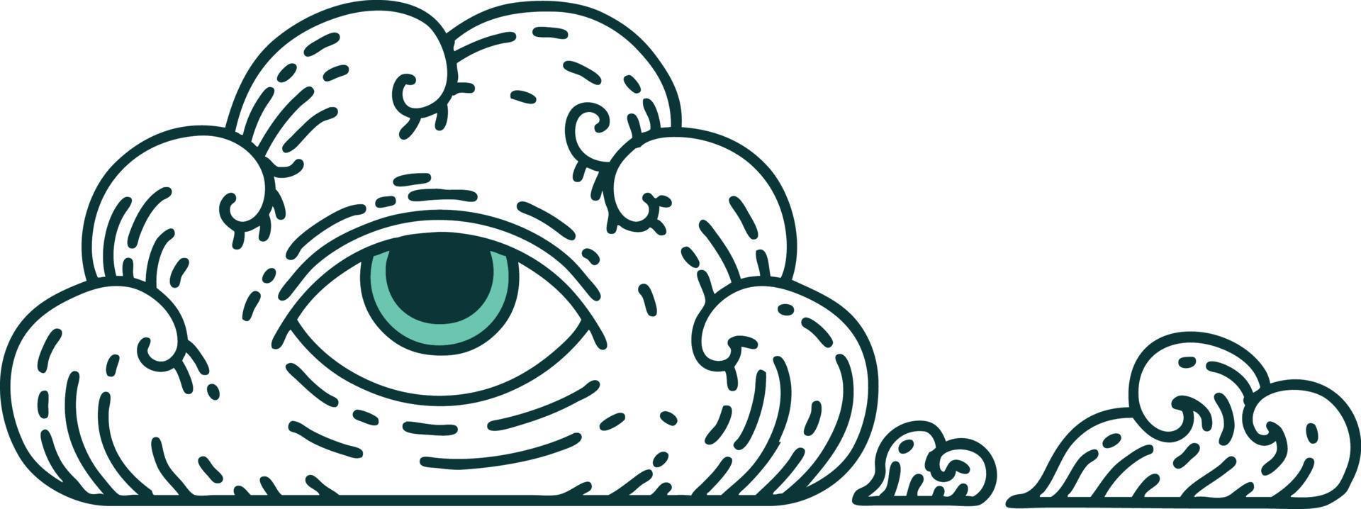 iconic tattoo style image of an all seeing eye cloud vector