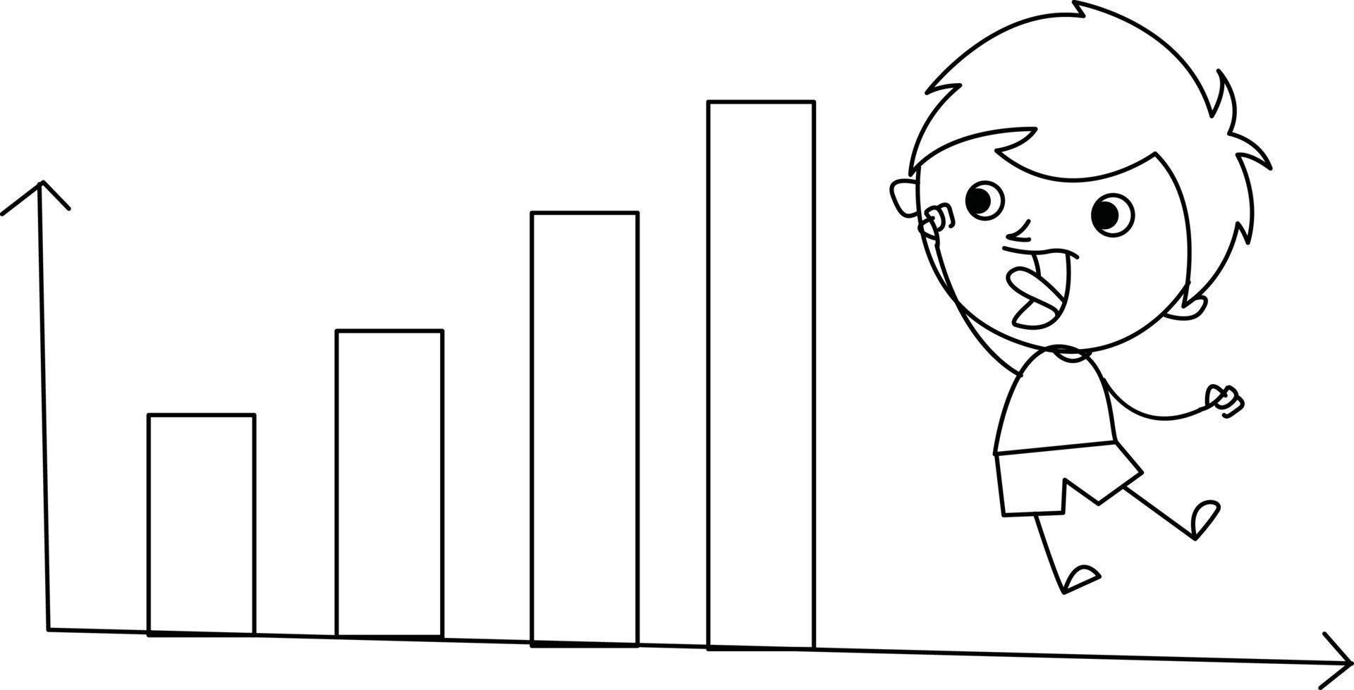 cute illustration of happy boy with sales chart vector