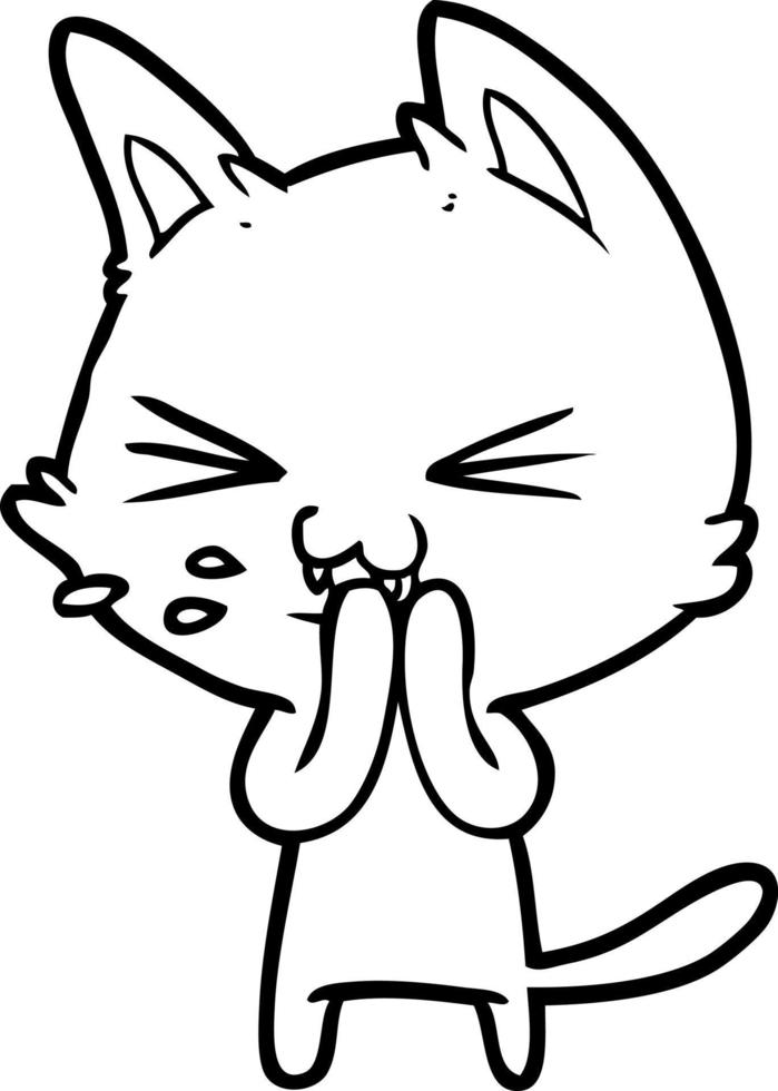cartoon cat hissing vector