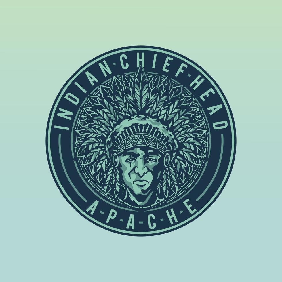 Indian chief head apache hand drawn illustration vector