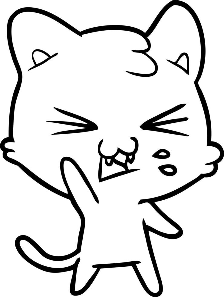 cartoon cat hissing vector