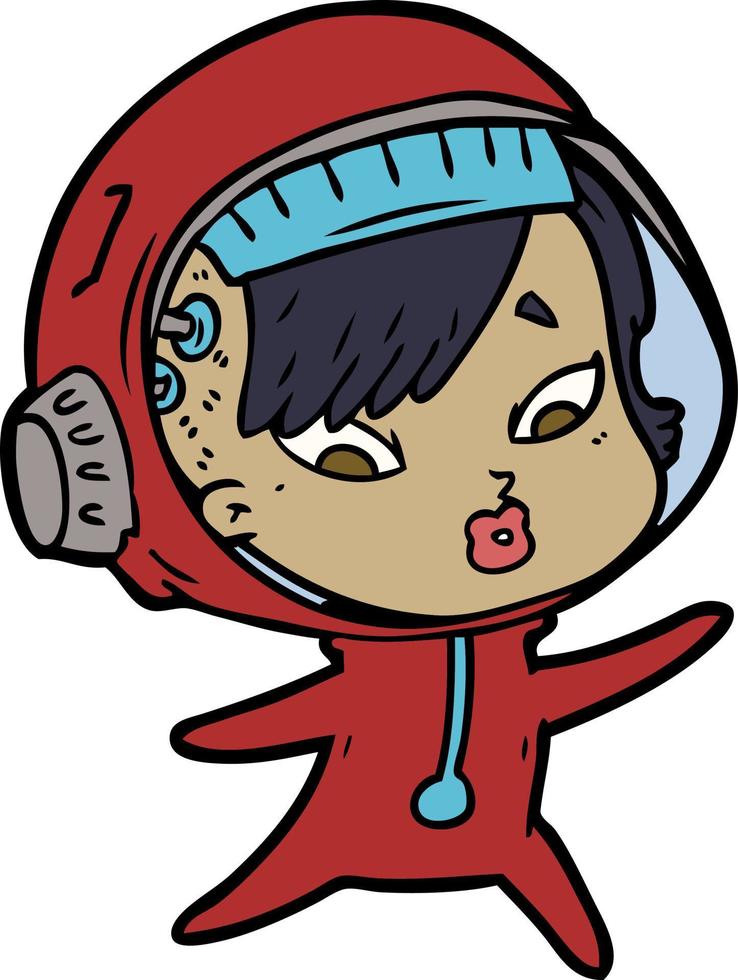 caricatura, astronauta, mujer vector