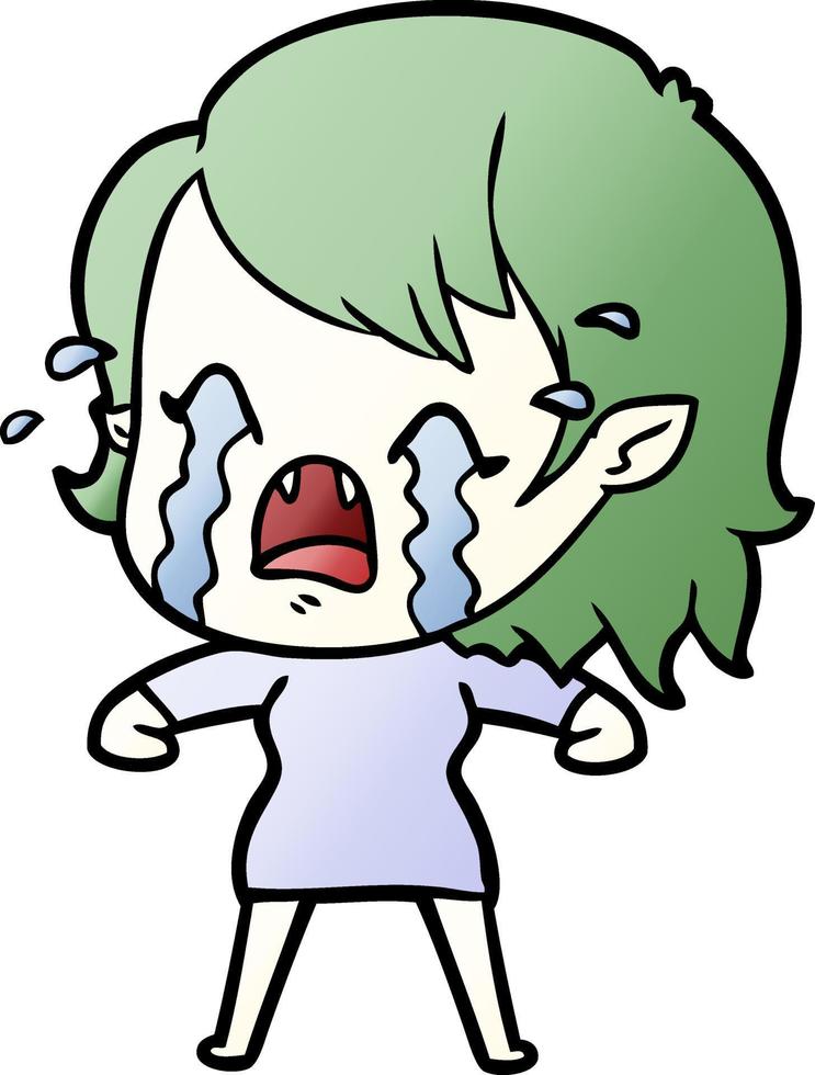 cartoon crying vampire girl vector