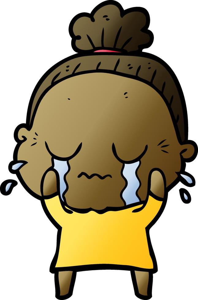 cartoon crying old lady vector