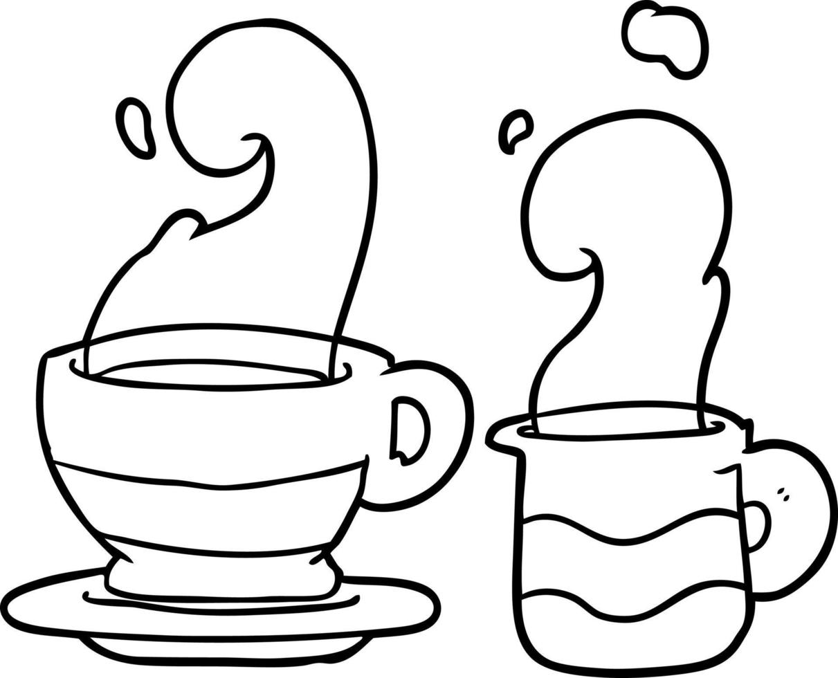 dibujo lineal de una taza de café vector