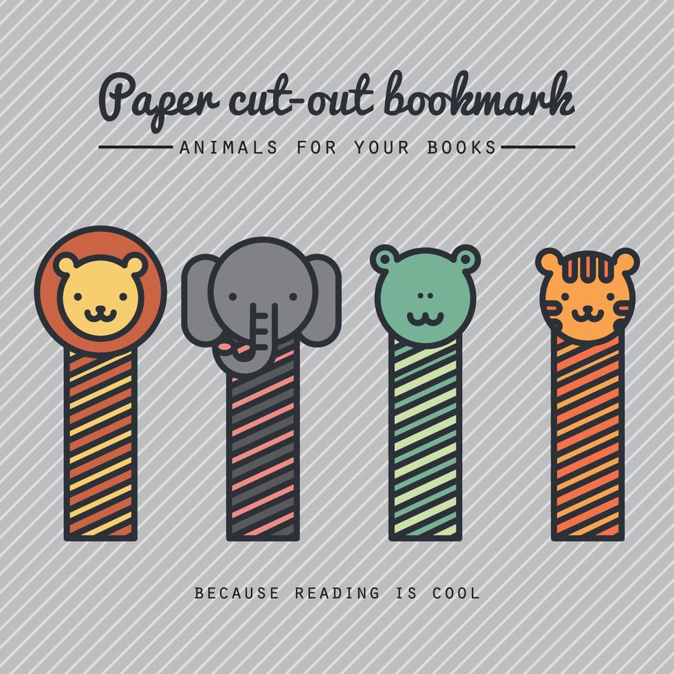 Paper Cut-Out Animal Bookmarks vector