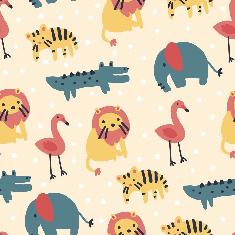 Cute Doodled Animal Pattern vector