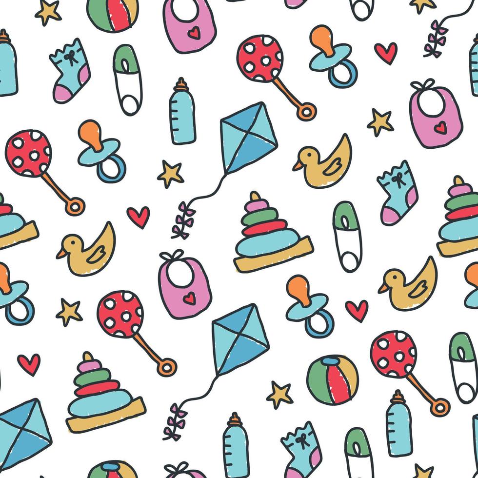 Doodled Baby Pattern vector