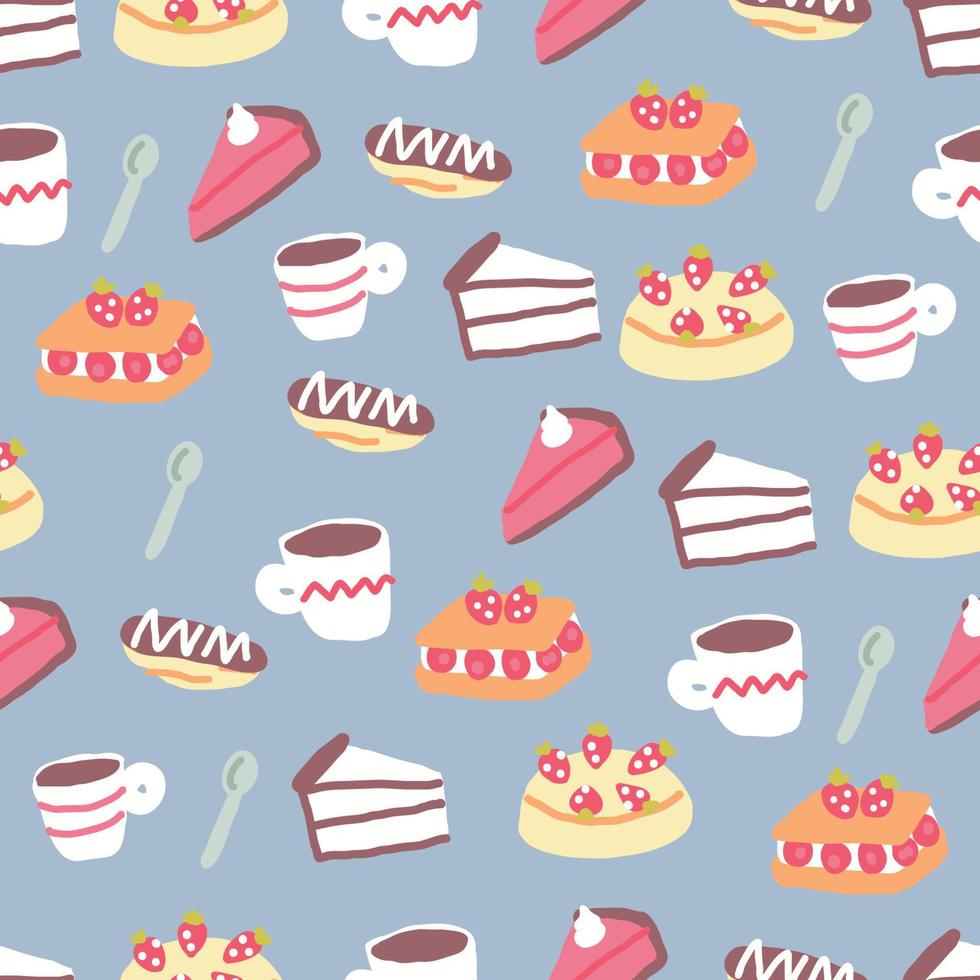 Cakes Doodled Pattern vector