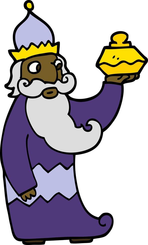 one of the three wise men hand drawn doodle style cartoon vector