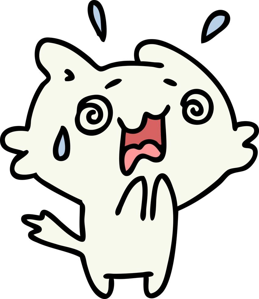 cartoon of a small stressed out cat vector