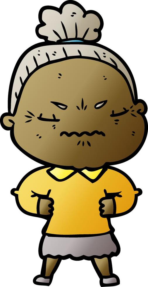 cartoon annoyed old lady vector