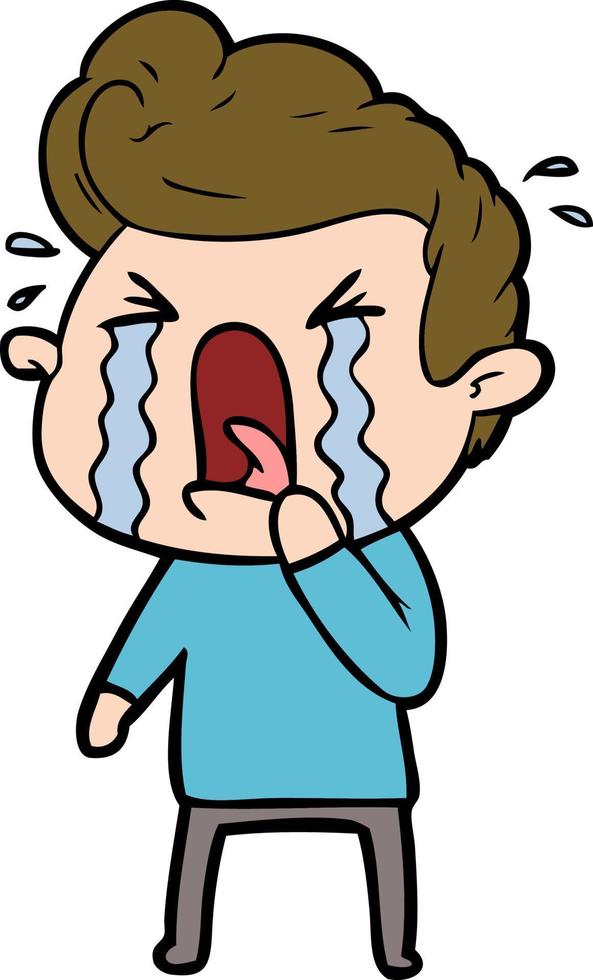 cartoon crying man vector