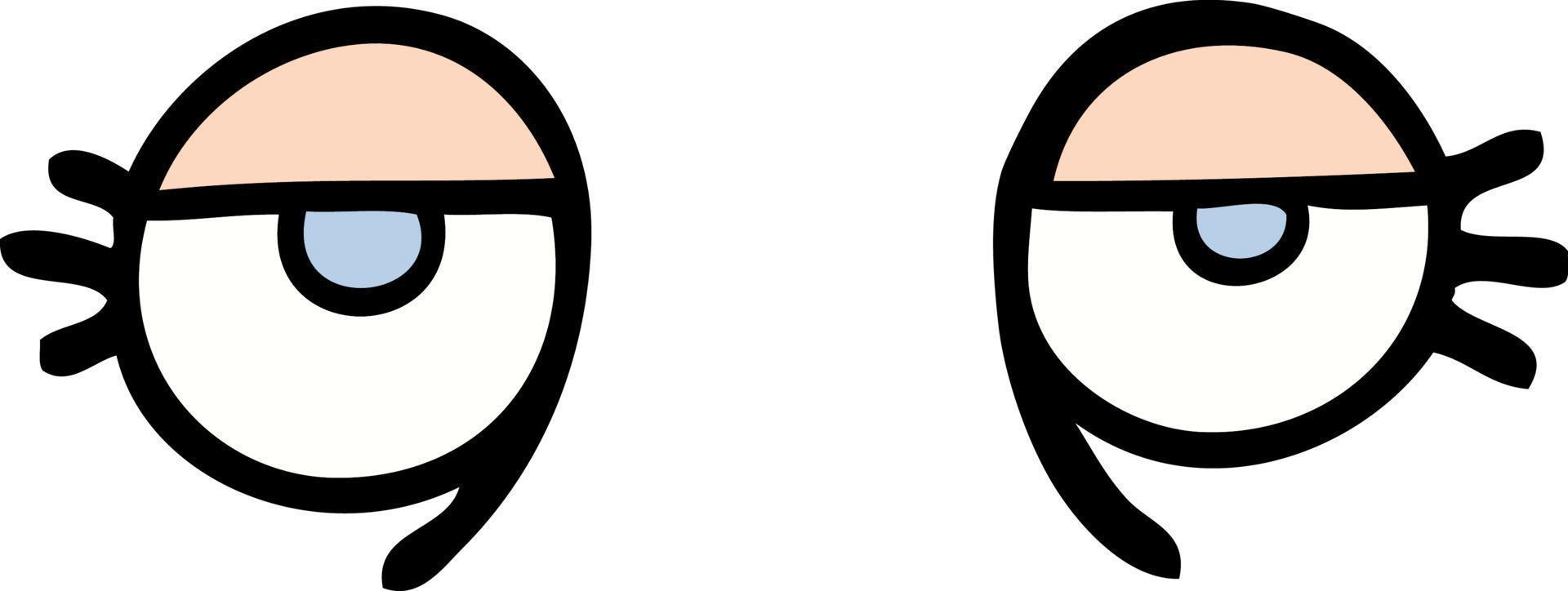 hand drawn doodle style cartoon tired eyes vector