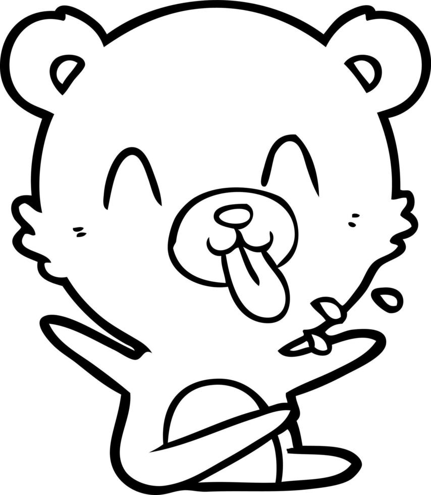 rude cartoon polar bear sticking out tongue vector