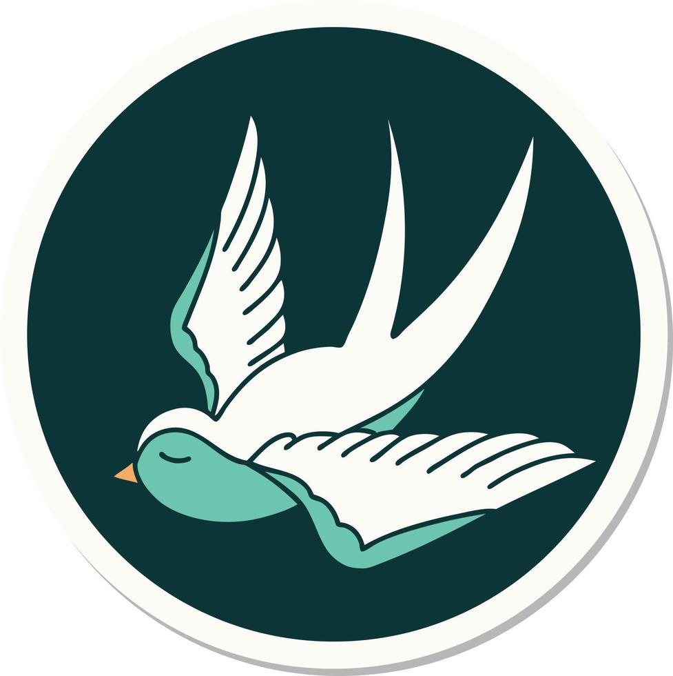 sticker of tattoo in traditional style of a swallow vector