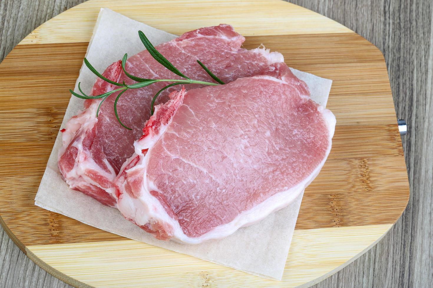 Raw pork steak photo
