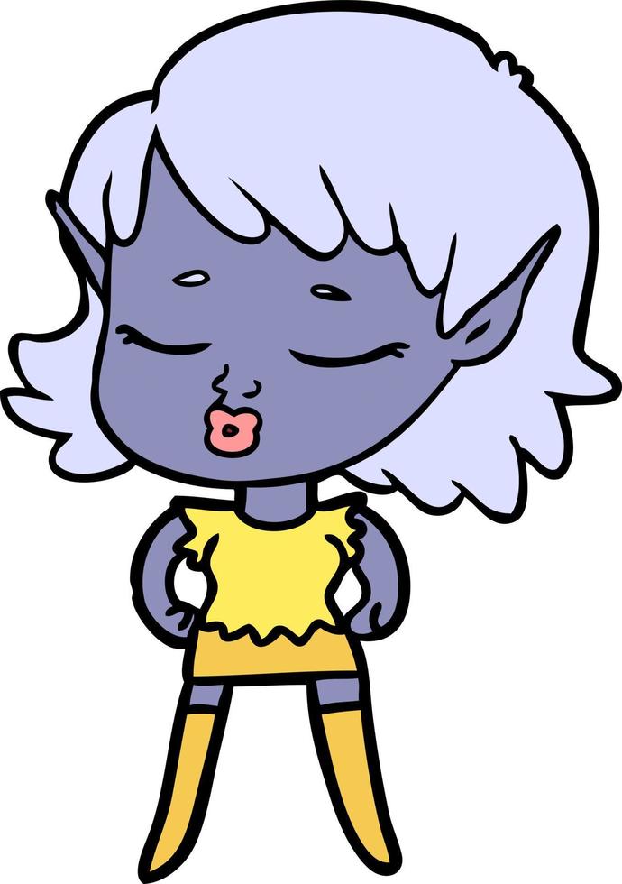 pretty cartoon elf girl vector