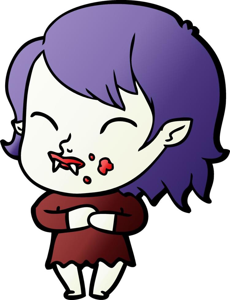 cartoon vampire girl with blood on cheek vector