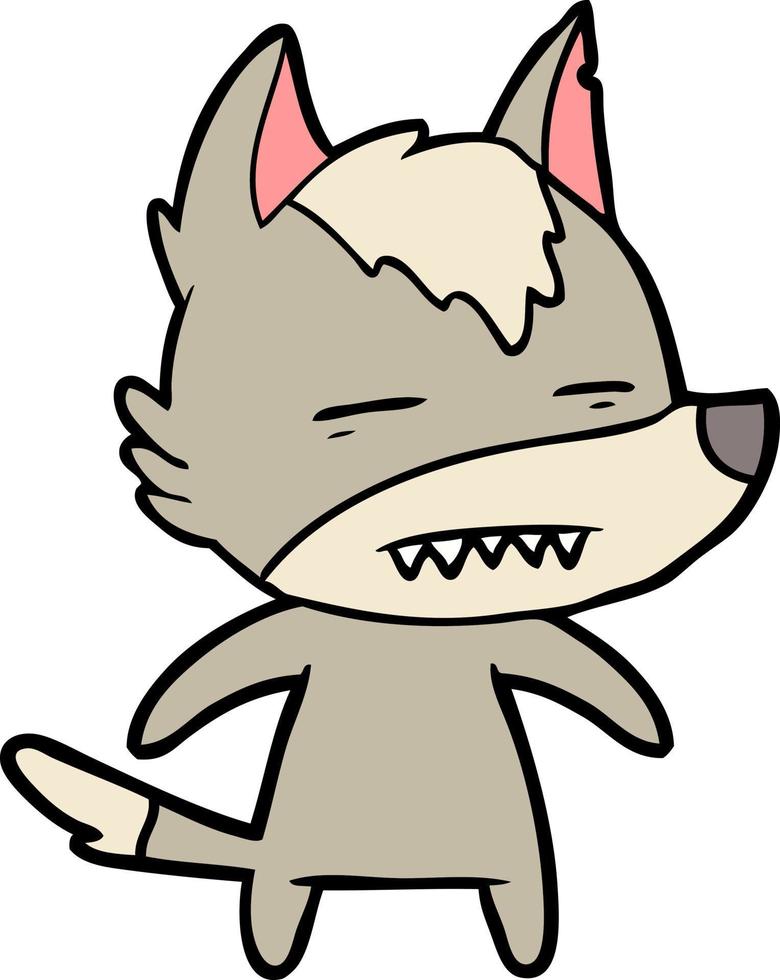 cartoon wolf showing teeth vector