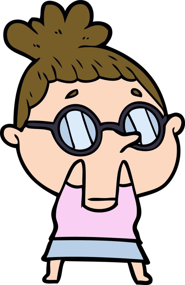 cartoon woman wearing glasses vector