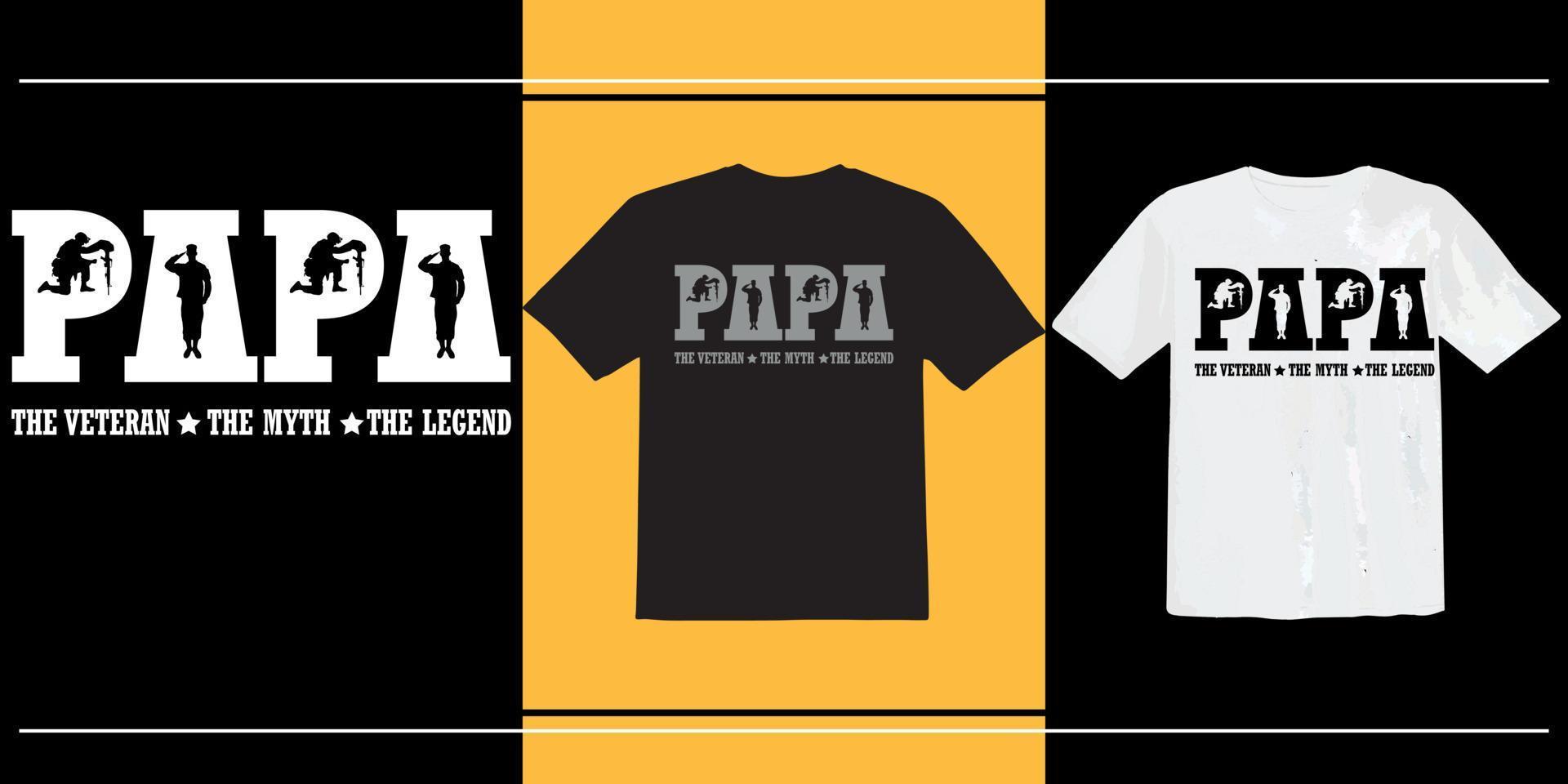diseño de camiseta de papa veterano, diseño de camiseta de veterano americano, camiseta tipográfica, vintage, camiseta lista para imprimir vector