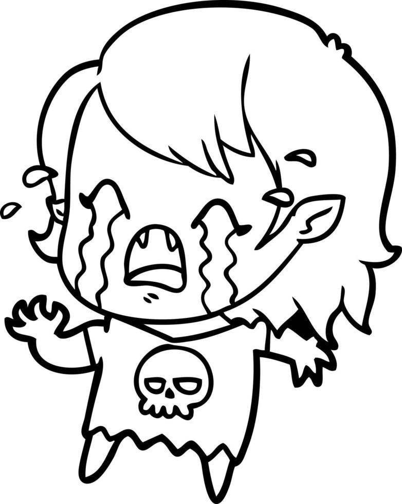cartoon crying vampire girl vector