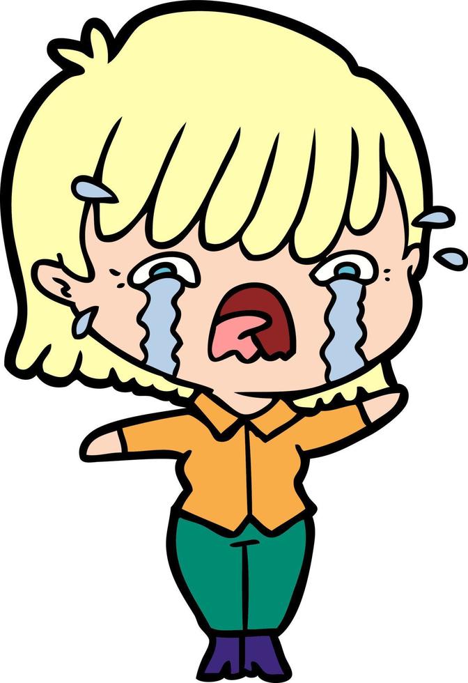 cartoon girl crying vector