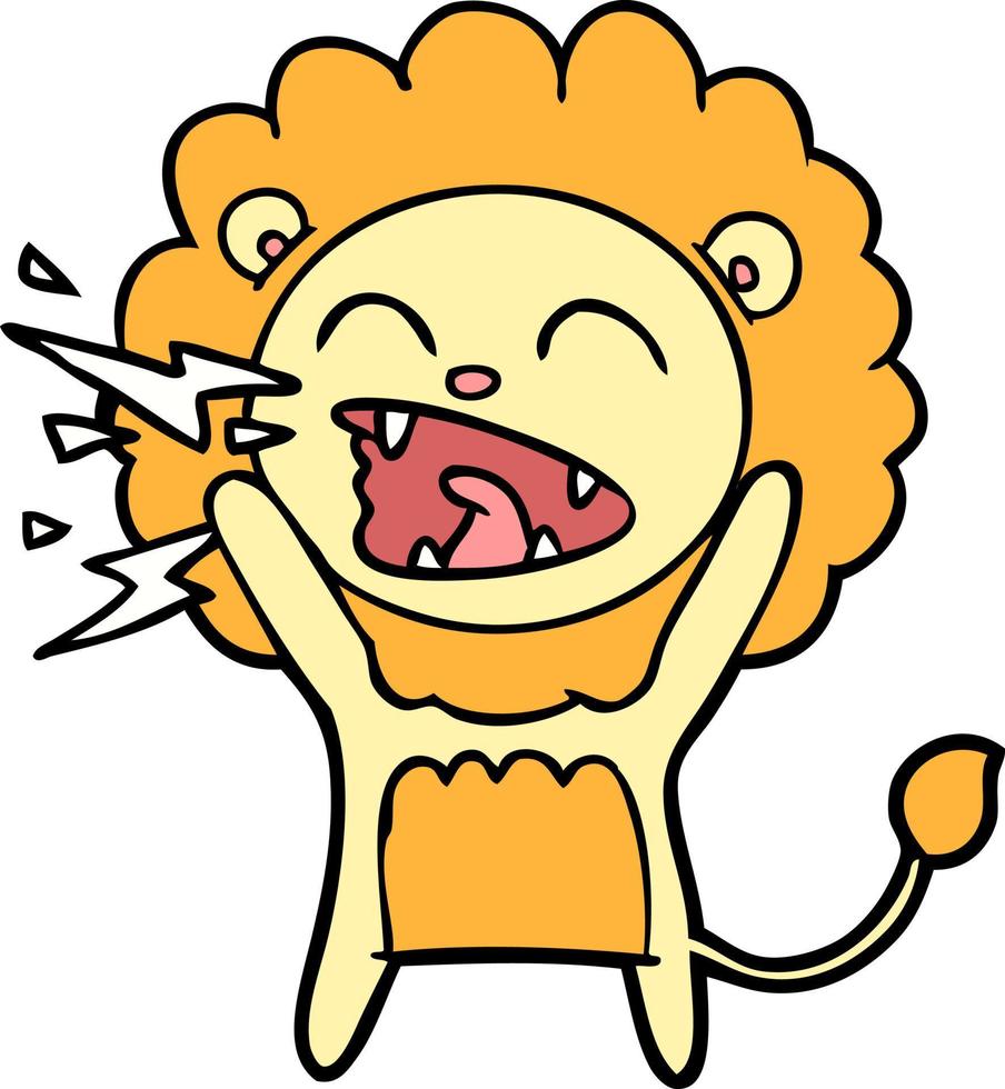 cartoon roaring lion vector