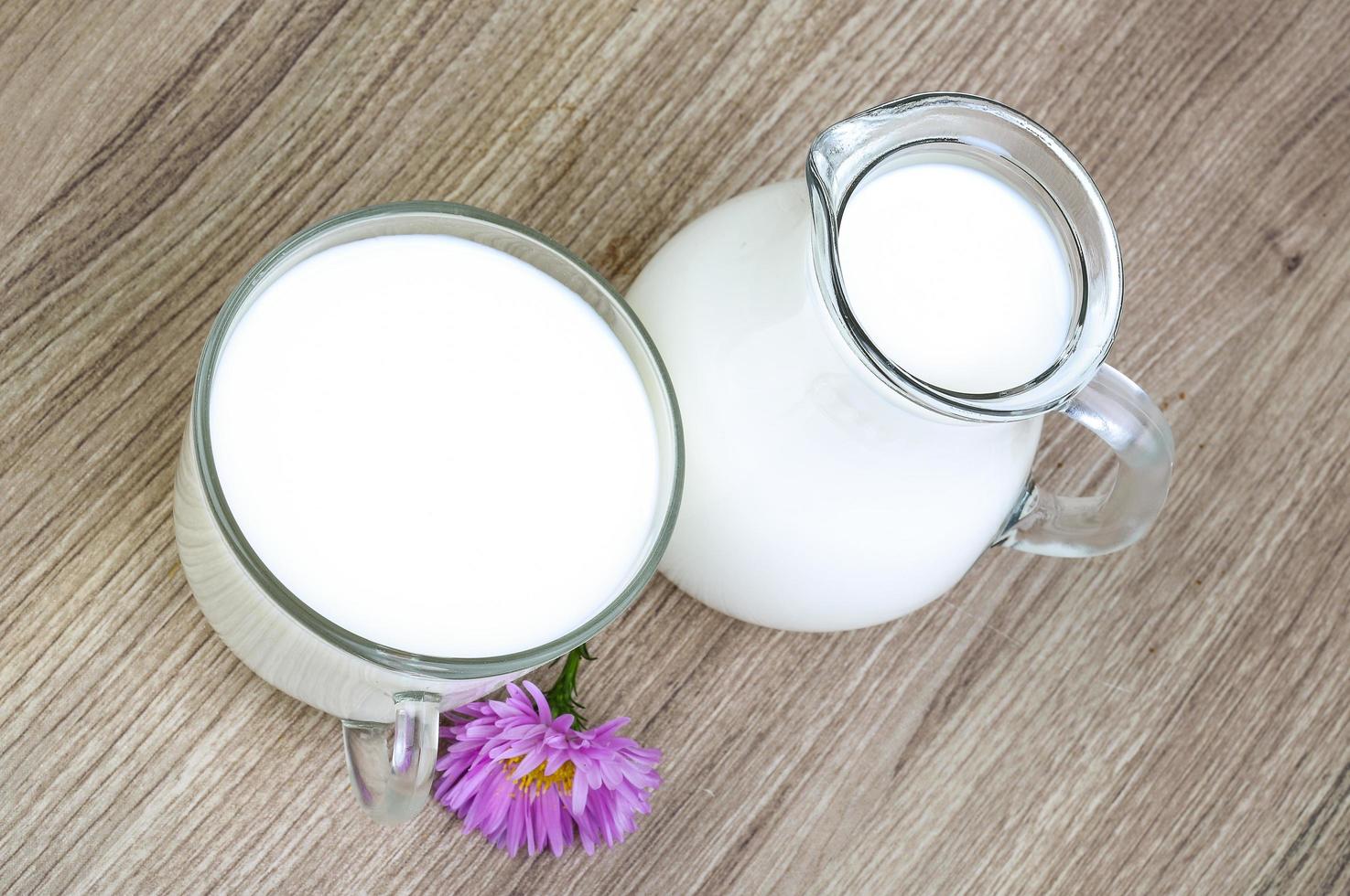 Milk on wooden background photo