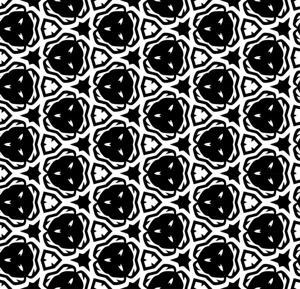 Black and white seamless abstract pattern. Background and backdrop. Grayscale ornamental design. Mosaic ornaments. Vector graphic illustration.