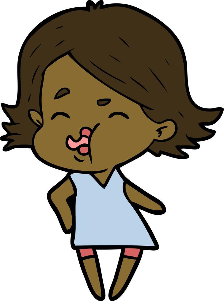 cartoon girl pulling face vector