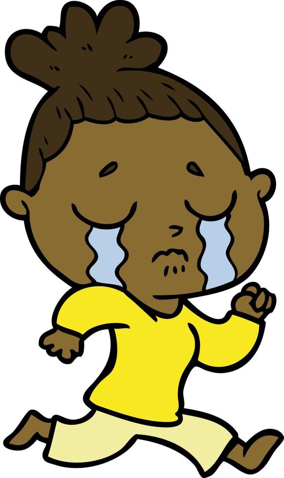 cartoon crying woman vector