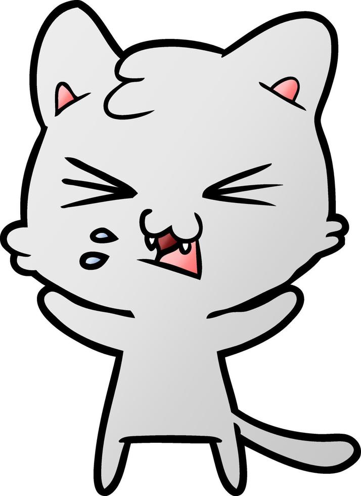 cartoon cat hissing vector