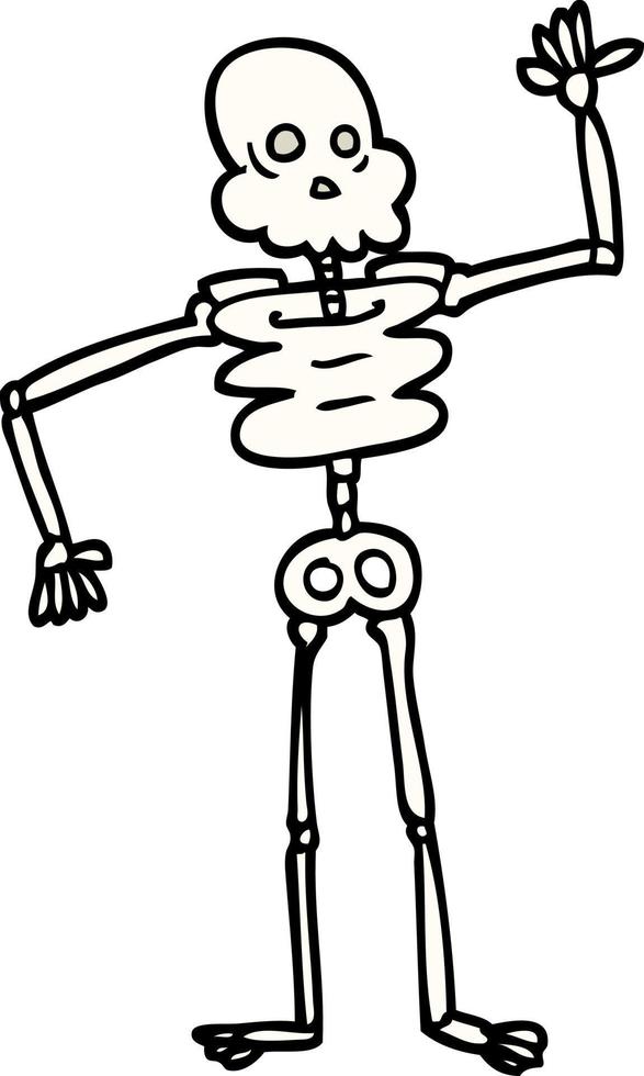 esqueleto de dibujos animados estilo doodle dibujado a mano vector
