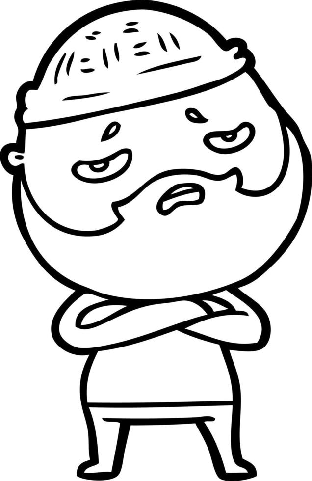 cartoon worried man with beard vector