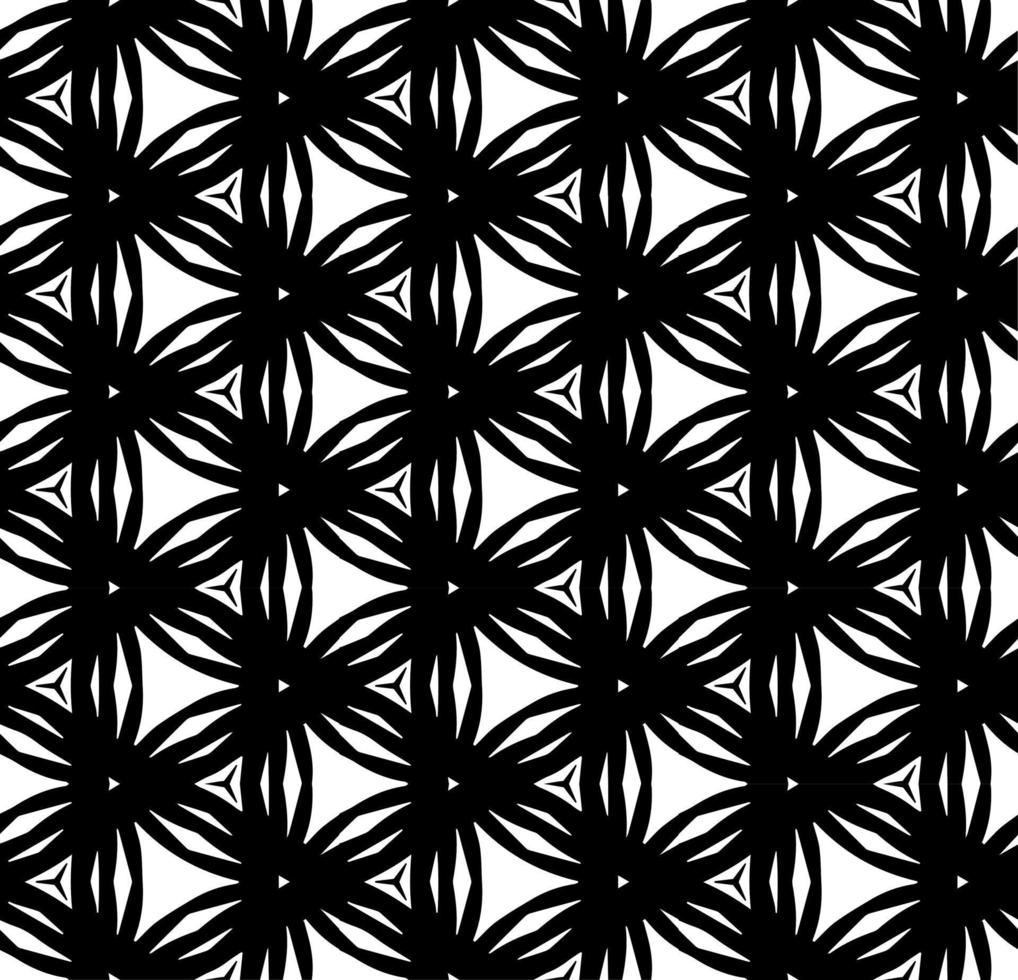 patrón abstracto sin costuras en blanco y negro. fondo y telón de fondo. diseño ornamental en escala de grises. adornos de mosaico. ilustración gráfica vectorial. vector